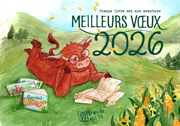 Carte de vœux 2026 des éditions La vache qui lit réalisée à l'aquarelle